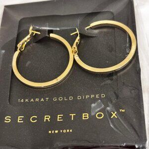 Secret Box 14 karat Gold Dipped Hoop Earrings for Pierced Ears NWT